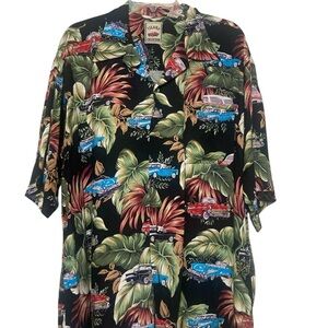 Island Republic Black Shirt with Tropical Car Print